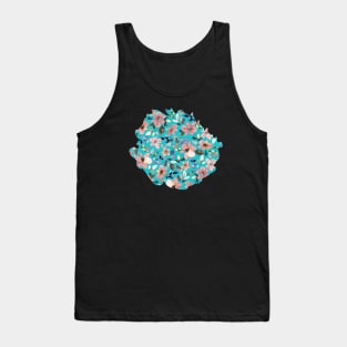 Tropical flowers Peacock blue Tank Top